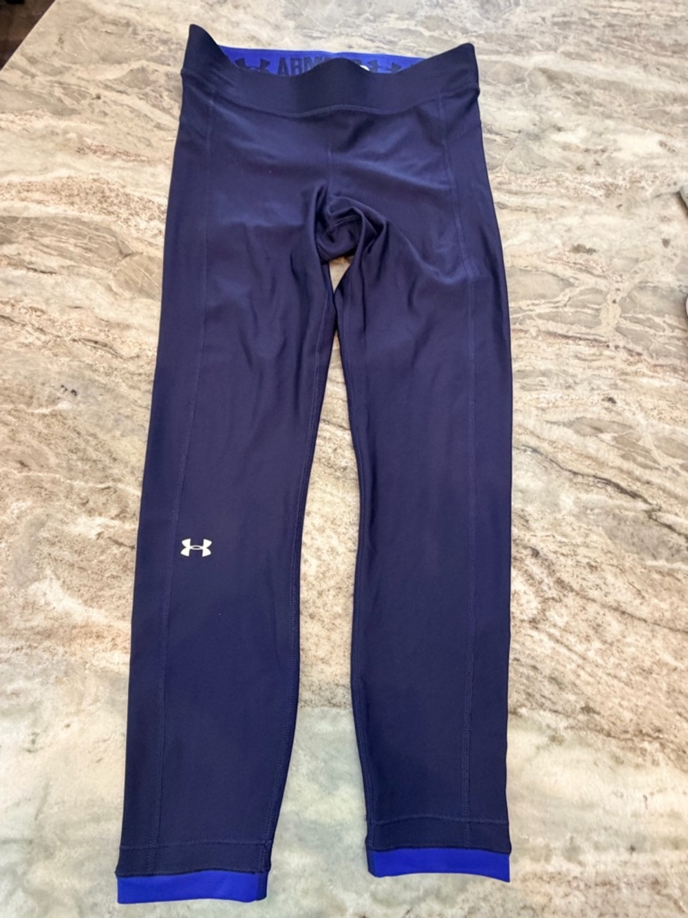 Under Armour HeatGear Compression Leggings Medium Blue Athletic Workout Pants